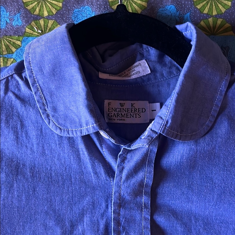 Engineered Garments Blue Round Collar Shirt NWOT
